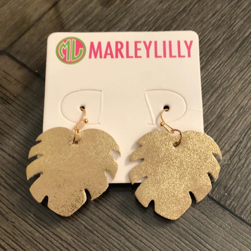 MARLEYLILLY Gold Palm Leaf Earrings NWT
